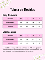 Conjunto Bebê Menina Body Alcinha Moranguinho e Short Linho