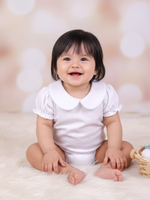 Body Bebe Infantil Menina Branco Picueta 100% Algodão- Manga Curta