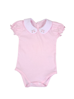 Body Bebê Menina 100% Algodão com Gola Rococó Bordada RN ao G