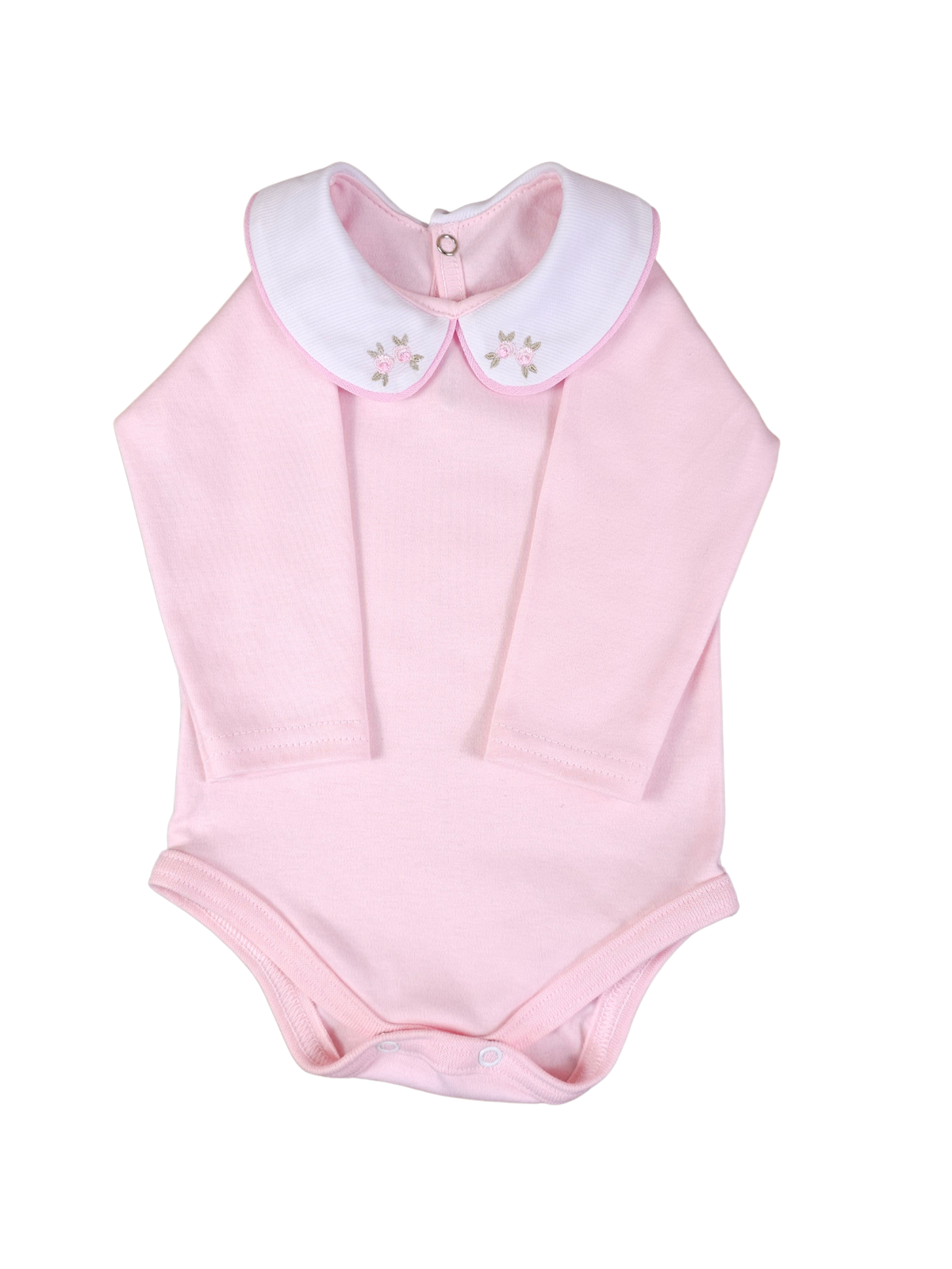 Body Bebê Menina Algodão – Gola Bordada Rococó – Maternidade