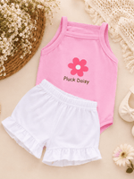 Conjunto Infantil Bebê Menina Floral com Short Babadinho Branco