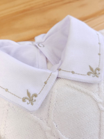 Kit Saída Maternidade Bebê Menino Tricô Off-White Flor-de-lis