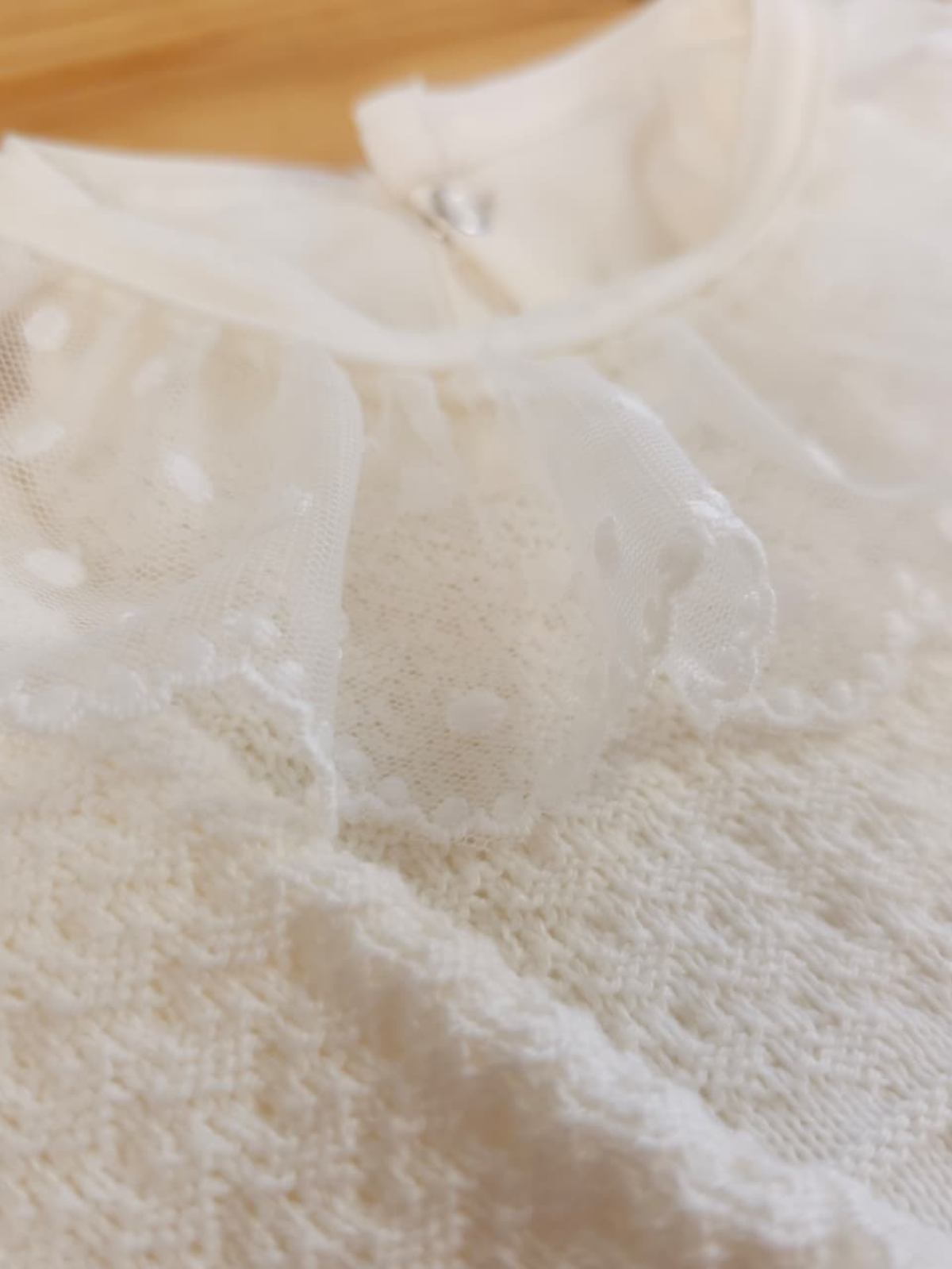 Kit Saída Maternidade Menina Tricô e Renda Off-White com Manta