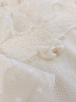 Kit Saída Maternidade Menina Tricô e Renda Off-White com Manta