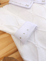 Kit Saída Maternidade Bebê Menino Tricô Off-White Flor-de-lis