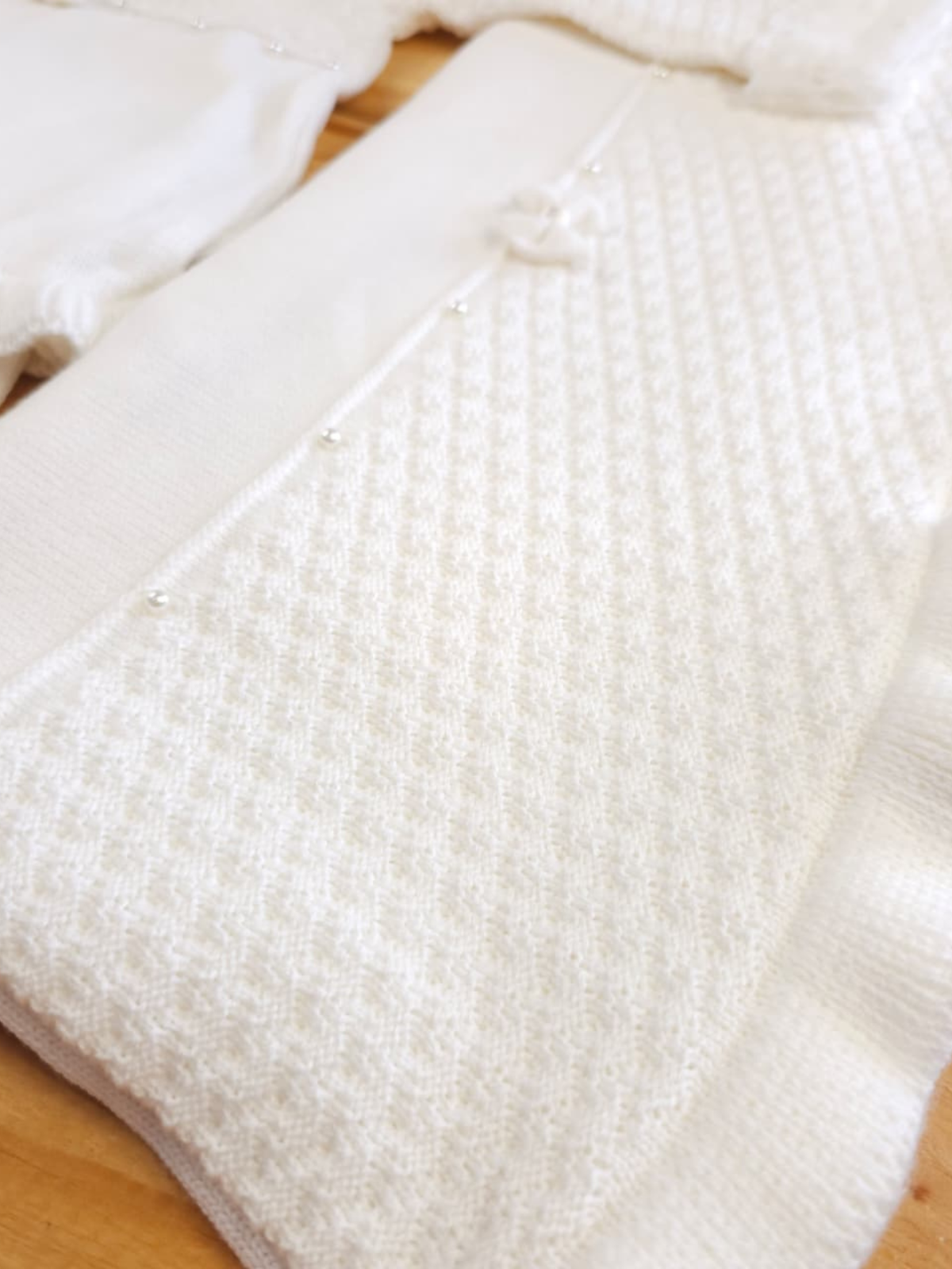 Kit Saída Maternidade Menina Tricô e Renda Off-White com Manta
