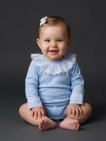 Body Bebê Menina Manga Longa com Gola Rendada Delicado 100% Algodão