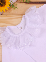 Body Bebê Manga Longa com Gola Rendada Delicado 100% Algodão