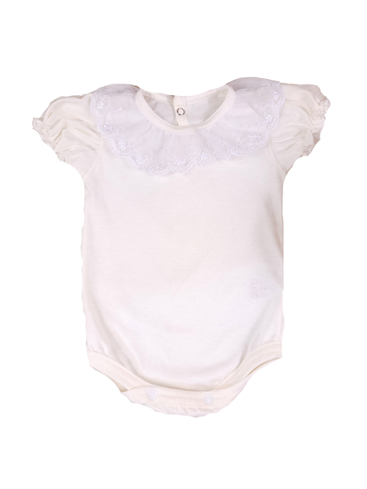 Body Bebê Menina 100% Algodão Gola Rendada Manga Curta RN ao G