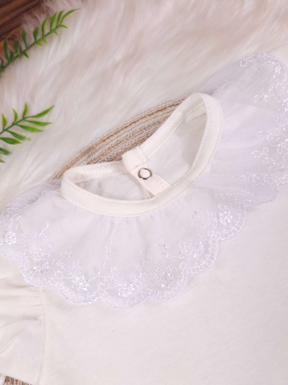 Body Bebê Menina 100% Algodão Gola Rendada Manga Curta RN ao G