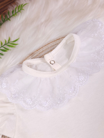 Body Bebê Menina 100% Algodão Gola Rendada Manga Curta RN ao G