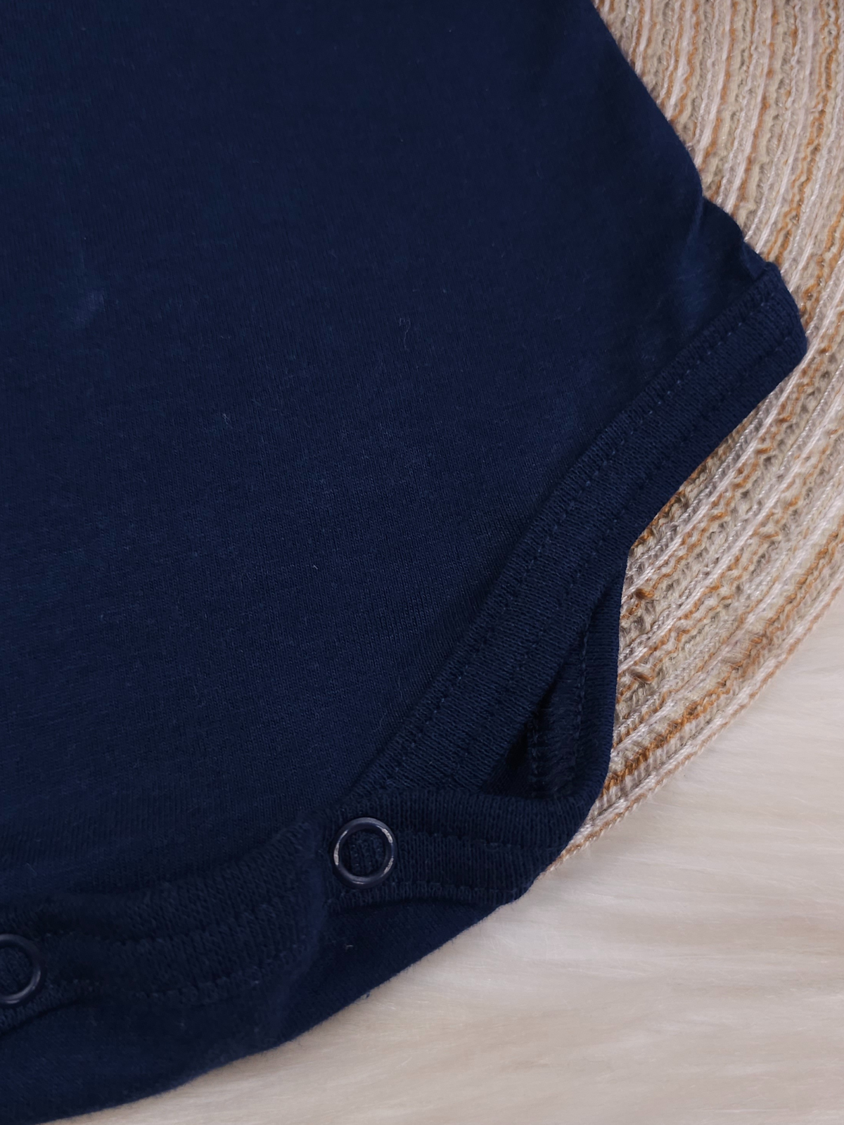 Body Bebê Menina Marinho com Gola Cereja Delicado Manga Curta 100% Algodão