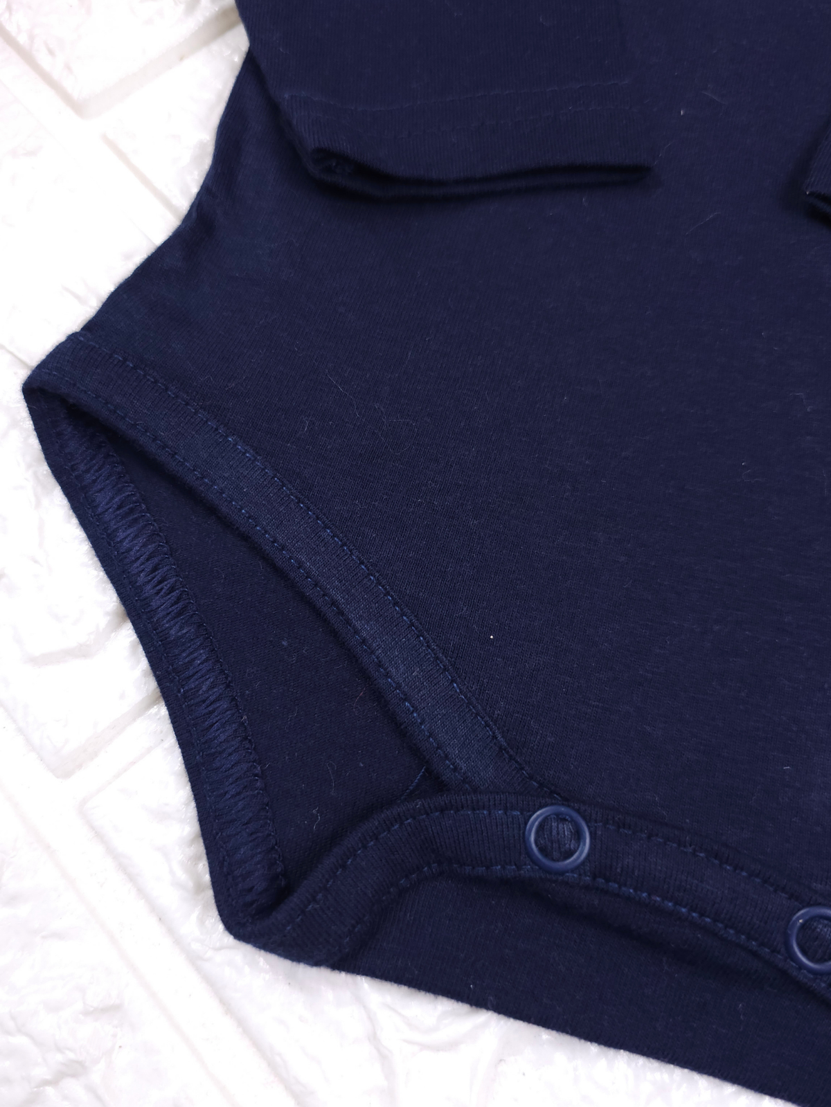 Body Bebê Menina Marinho com Gola Cereja Delicado Manga Longa 100% Algodão