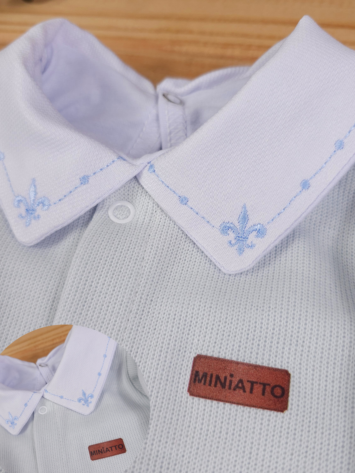 Saída de Maternidade Menino Gola Bordada 100% Algodão