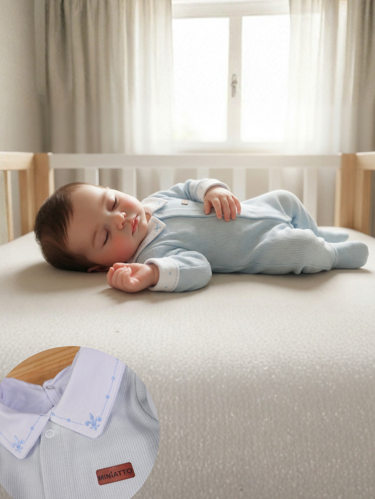 Saída de Maternidade Menino Gola Bordada 100% Algodão