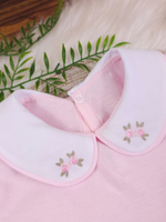 Body Bebê Menina 100% Algodão com Gola Rococó Bordada RN ao G