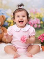 Body Bebê Menina 100% Algodão com Gola Rococó Bordada RN ao G