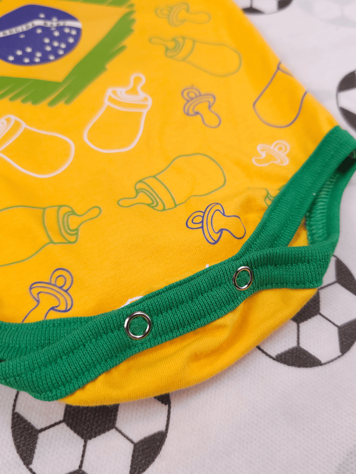 Body Bebê Brasil Manga Curta Torcida Baby Copa 100% Algodão