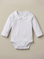 Body Bebê Menina Branco com Gola Picueta Delicado Manga Longa 100% Algodão