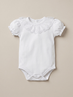Body Infantil Bebê Menina Branco 100% Algodão – Gola Rendada