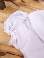 Body Bebê Menina Branco com Gola Cereja Delicado Manga Curta 100% Algodão