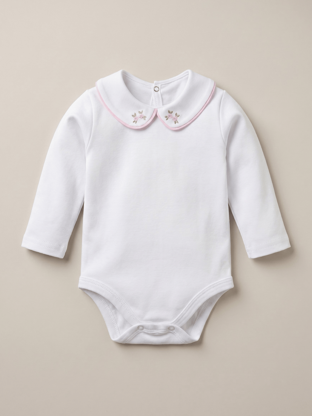 Saída de Maternidade Body Infantil Bebê Menina Gola Bordada Rococó