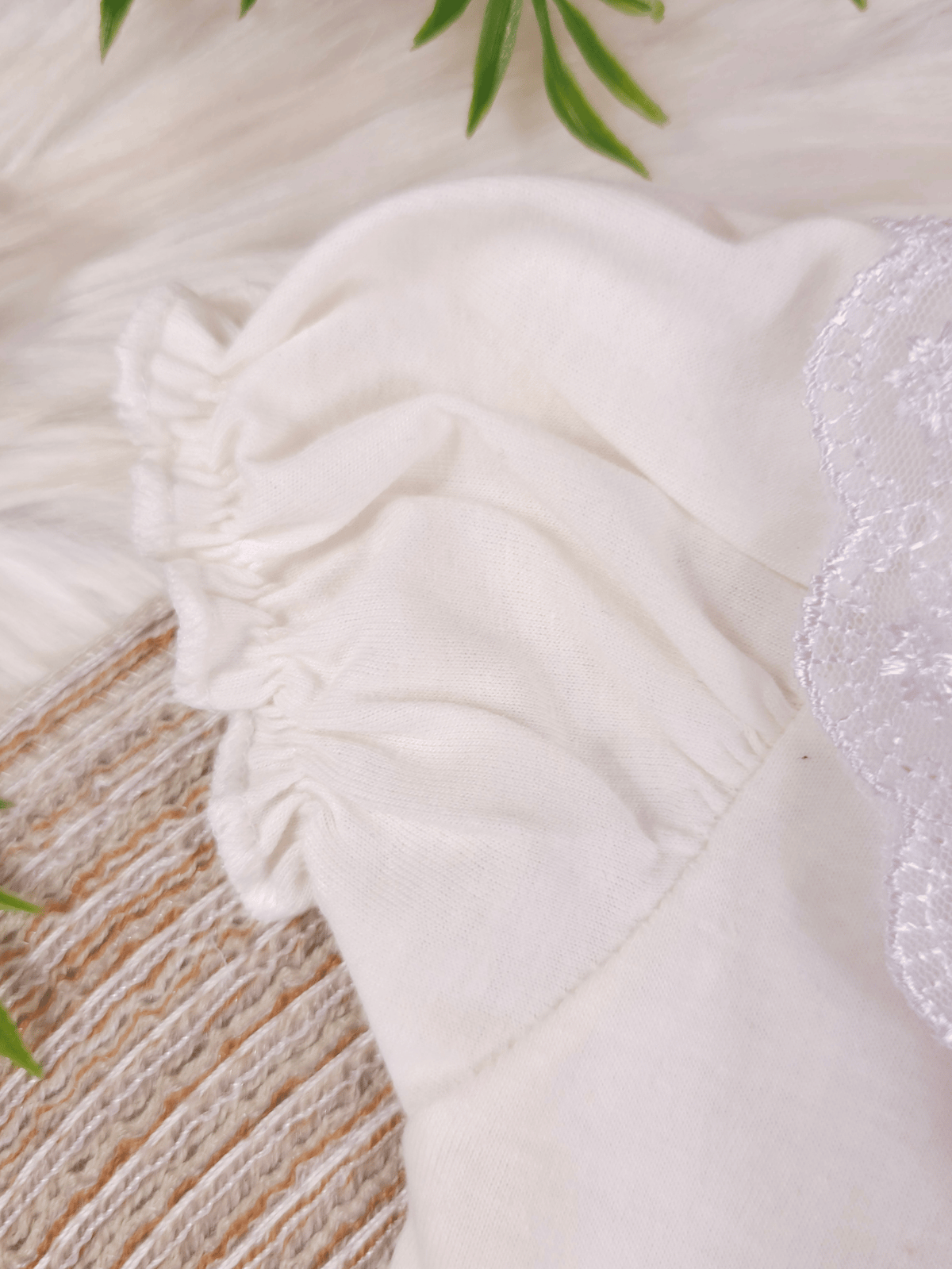 Body Bebê Menina Off-White 100% Algodão Gola Rendada Manga Curta RN ao G