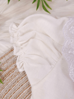 Body Bebê Menina Off-White 100% Algodão Gola Rendada Manga Curta RN ao G