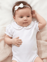 Body Bebê Menina 100% Algodão com Gola Rococó Bordada RN ao G