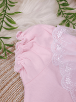 Body Bebê Menina Rosa 100% Algodão Gola Rendada Manga Curta RN ao G