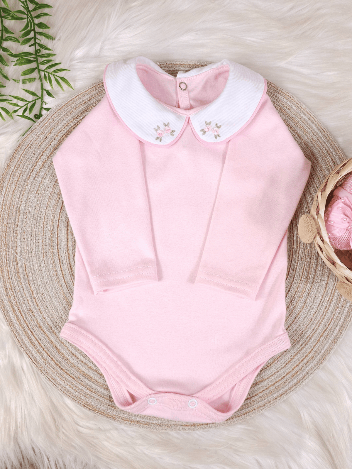 Kit 2 Body para Saída de Maternidade Menina Bordado Rococó