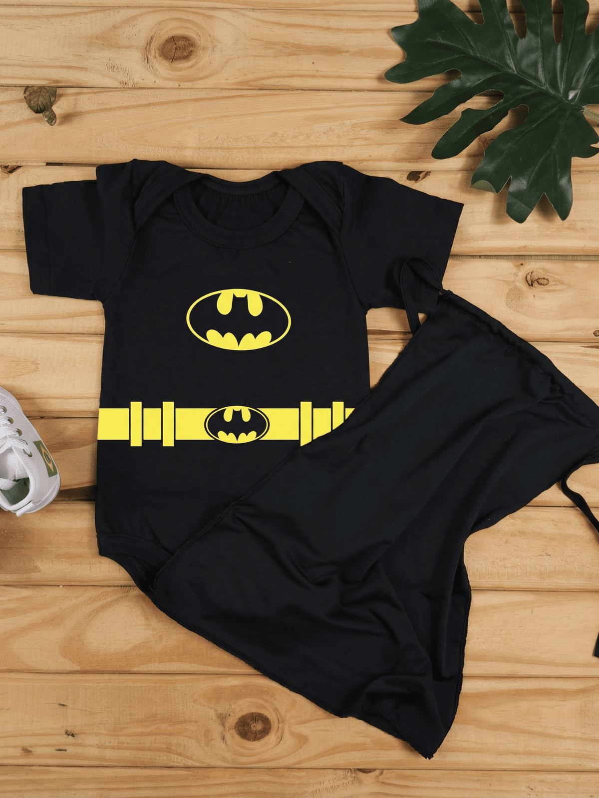 Body Bebê Menino Batman Mesversário Fantasia com Capa