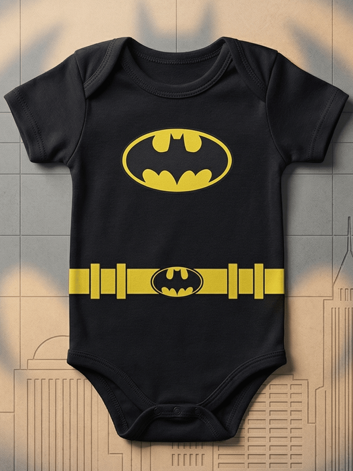Body Bebê Menino Batman 100% Algodão Preto Manga Curta Mesversário