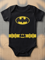 Body Bebê Menino Batman 100% Algodão Preto Manga Curta Mesversário