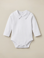 Body Bebê Menino Branco com Gola Polo Trigal Branco Manga Longa 100% Algodão