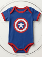 Body Bebê Menino Capitão América Fantasia Mesversário 100% Algodão