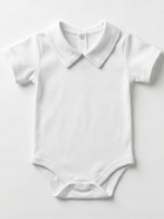 Body Bebê Menino Branco com Gola Polo Trigal Branco Manga Curta 100% Algodão