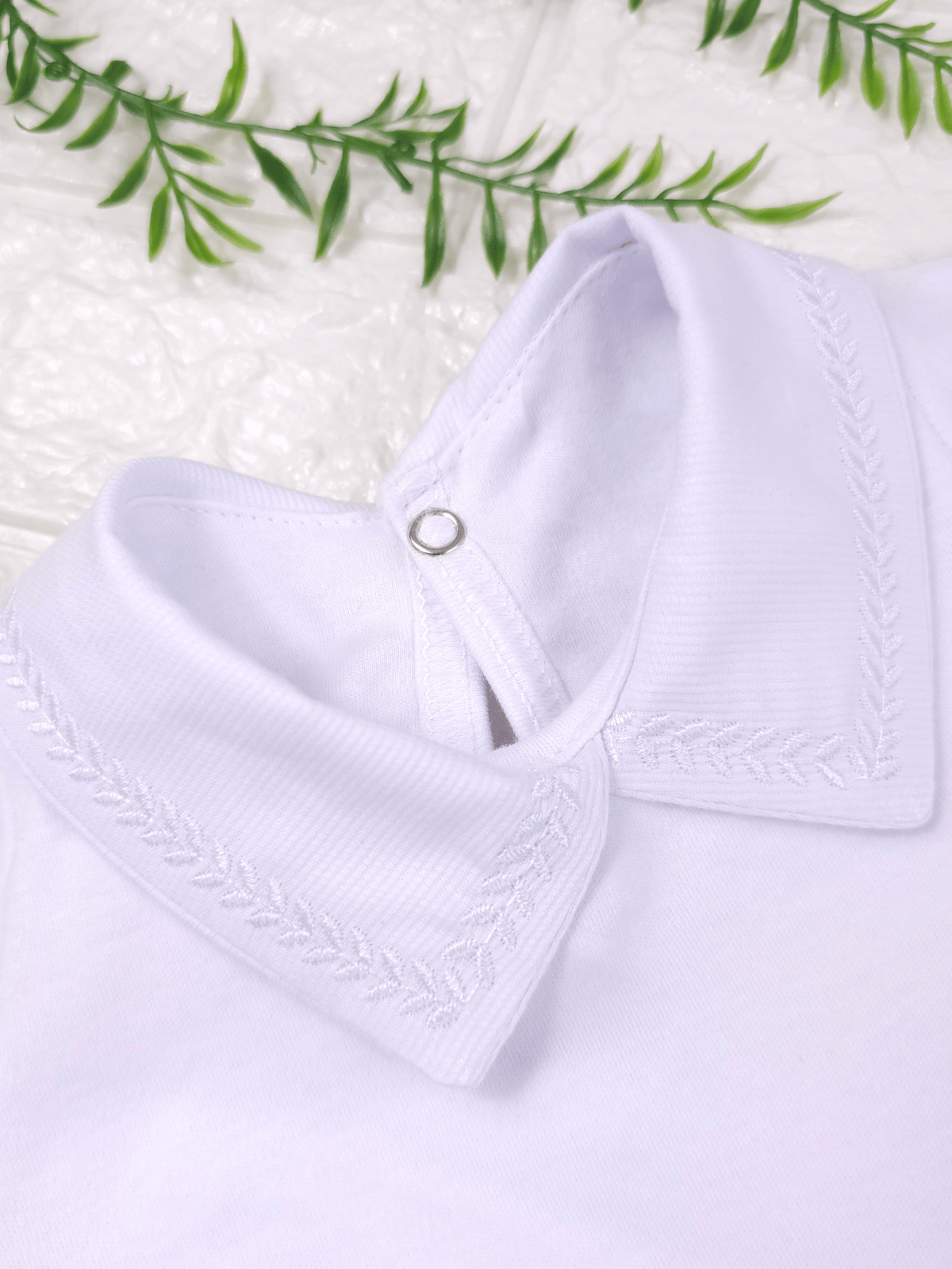 Body Bebê Menino Branco com Gola Polo Trigal Branco Manga Curta 100% Algodão