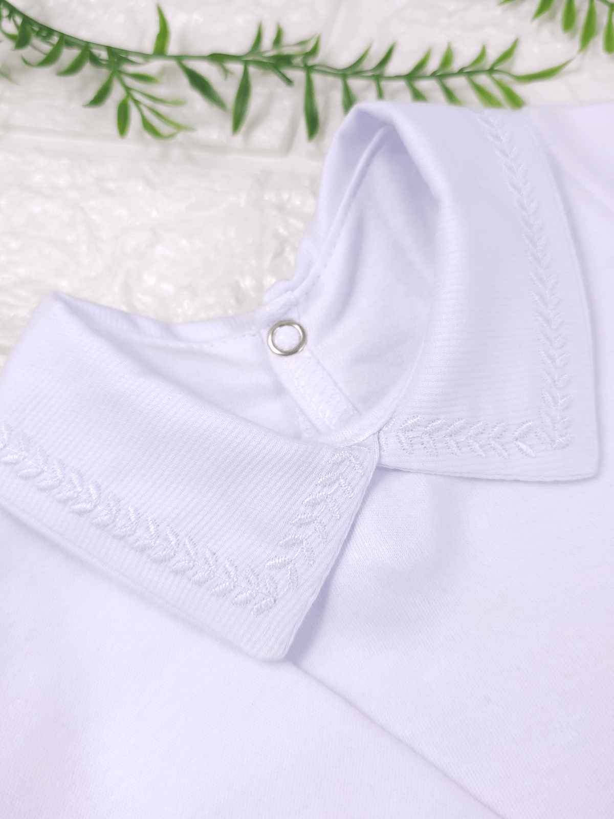 Body Bebê Menino Branco com Gola Polo Trigal Branco Manga Longa 100% Algodão