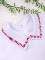 Body Bebê Menino Branco com Gola Polo Trigal Vermelho Manga Curta 100% Algodão