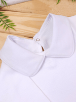 Body Bebê Menino Branco com Gola Polo Vivo Branco Manga Longa 100% Algodão