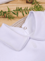 Body Bebê Menino Branco com Gola Polo Vivo Branco Manga Curta 100% Algodão