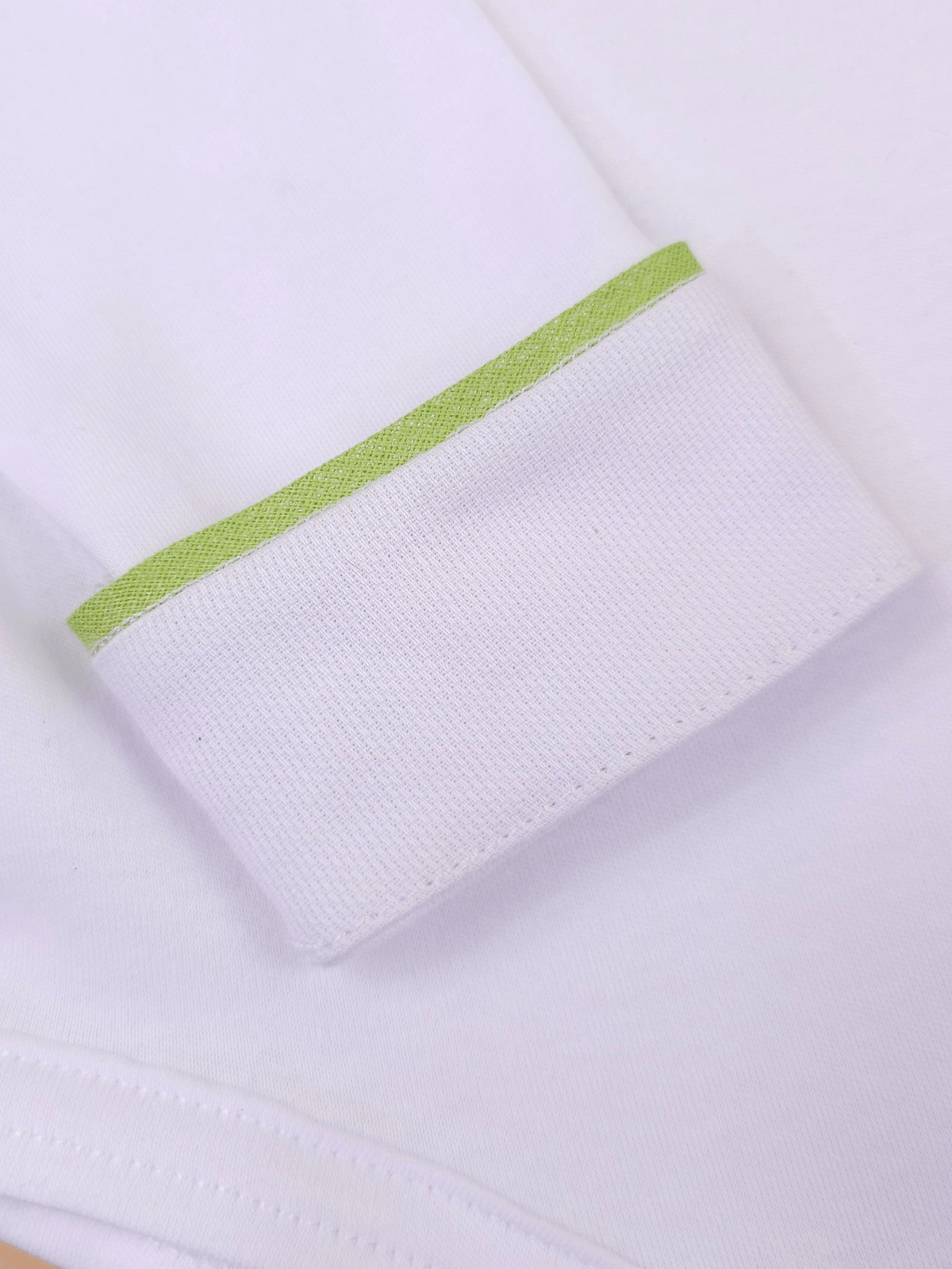 Body Bebê Menino Branco com Gola Polo Vivo Verde Manga Longa 100% Algodão