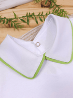 Body Bebê Menino Branco com Gola Polo Vivo Verde Manga Curta 100% Algodão
