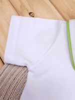 Body Bebê Menino Branco com Gola Polo Vivo Verde Manga Curta 100% Algodão
