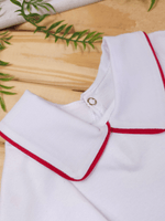 Body Bebê Menino Branco com Gola Polo Vivo Vermelho Manga Longa 100% Algodão