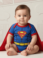 Body Bebê Mesversario Menino Superman E Capa Fantasia Temática