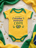 Body Bebê Brasil Manga Curta Copa do Mundo 100% Algodão