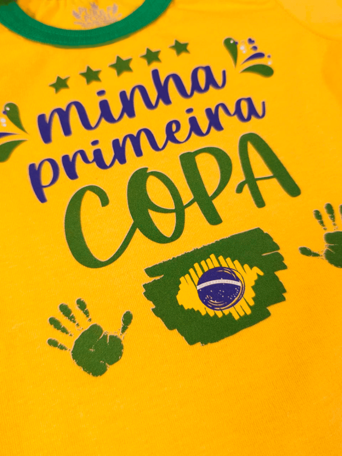 Body Bebê Brasil Manga Curta Copa do Mundo 100% Algodão