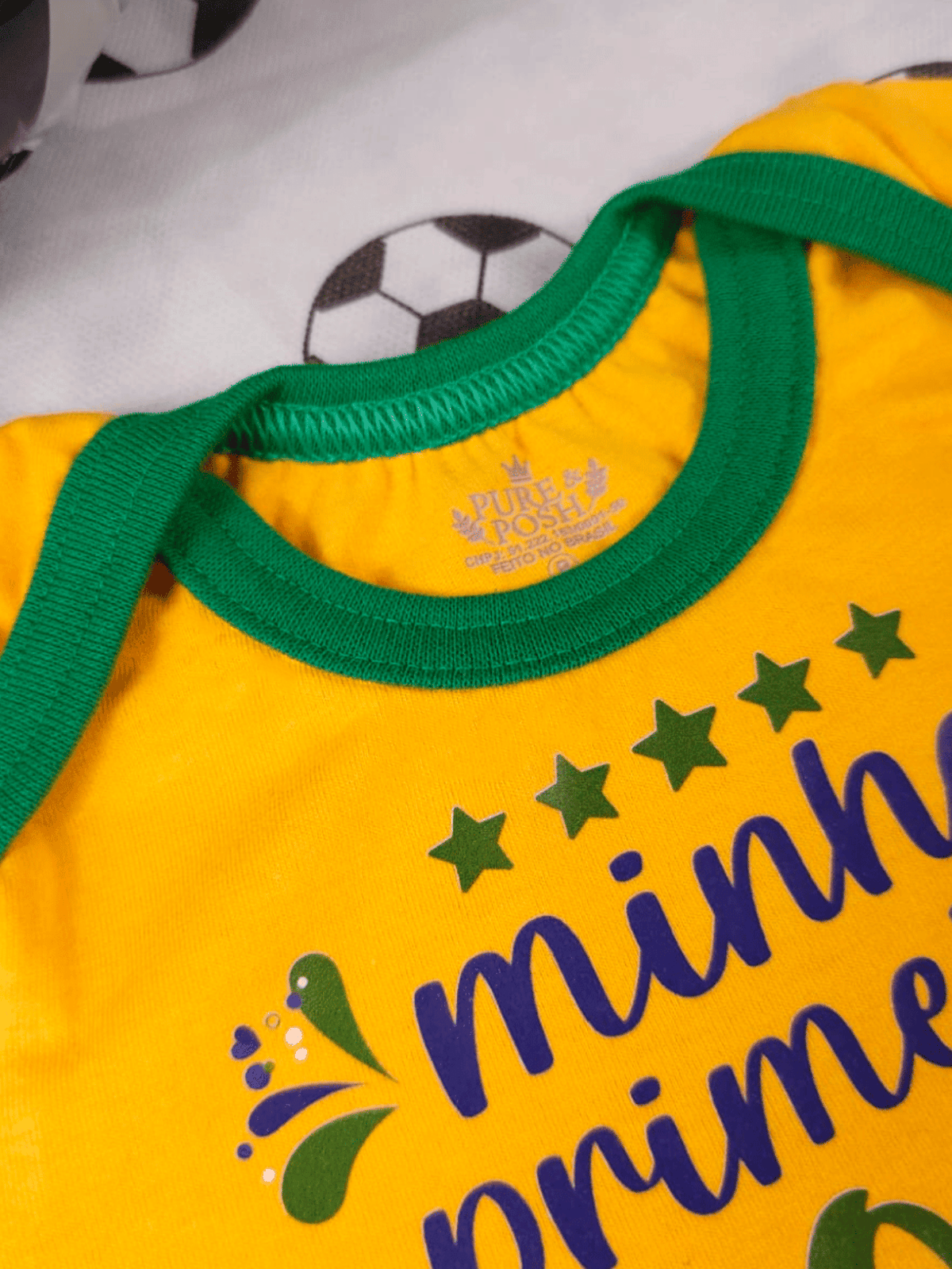 Body Bebê Brasil Manga Curta Copa do Mundo 100% Algodão